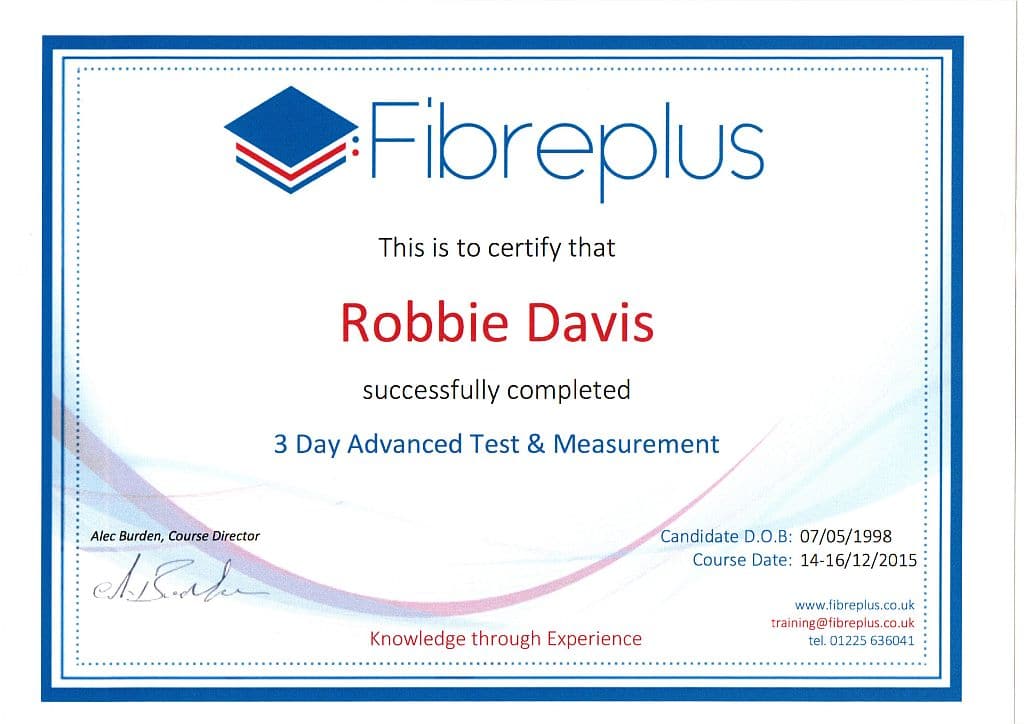 Fibre Testing Training Robbie rs1024